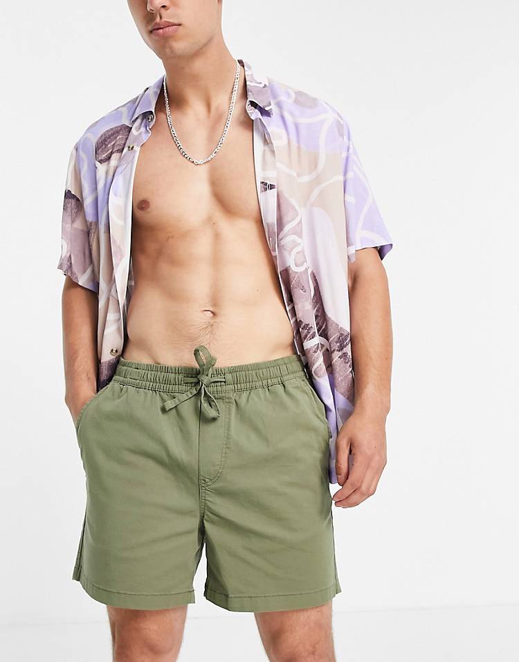 Jack & Jones Intelligence chino short with drawstring in khaki green